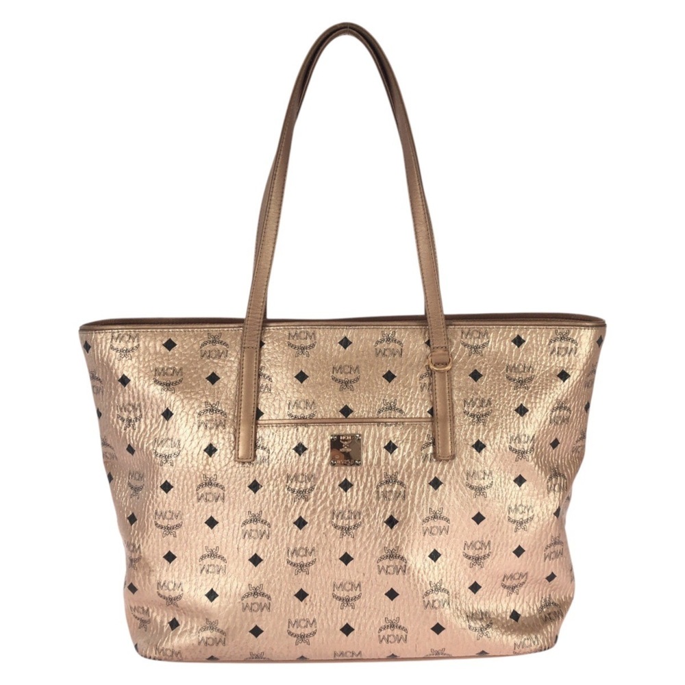 MCM Visetos Anya Champagne Gold Leather Tote Bag/Shoulder Bag (MLP9AVI41TC001...